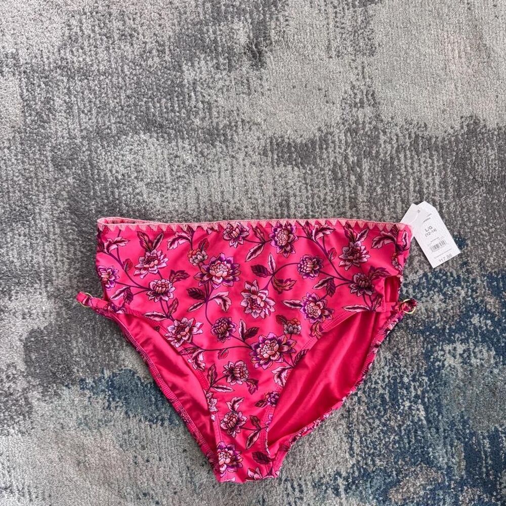 Time-and-tru Women's Pink and Red Bikini-and-tankini-bottoms